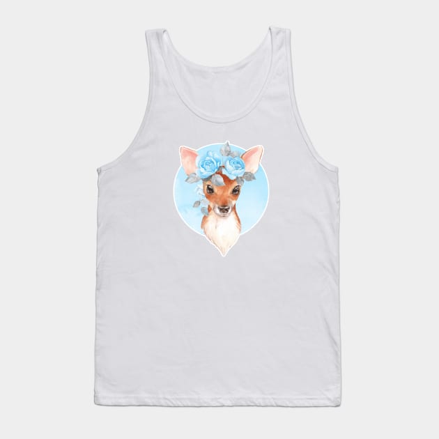 Fawn and blue roses Tank Top by Gribanessa